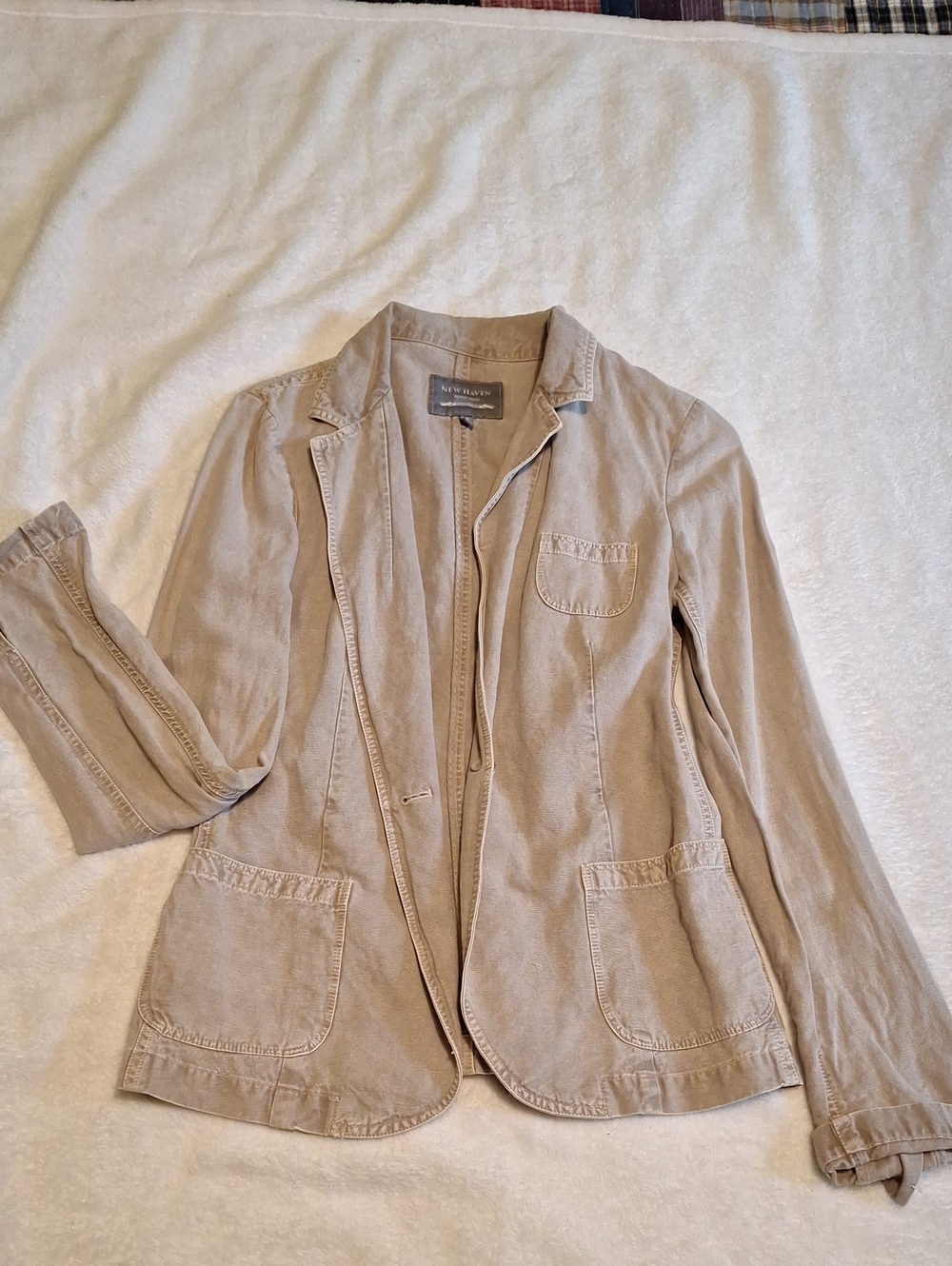 New Haven Women's Tan Cotton-Blend Relaxed Blazer